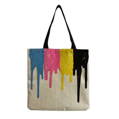 Bolso de playa de tamaño mediano Bolso de ropa de algodón de lona de lino reutilizable para mujeres Logotipo personalizado