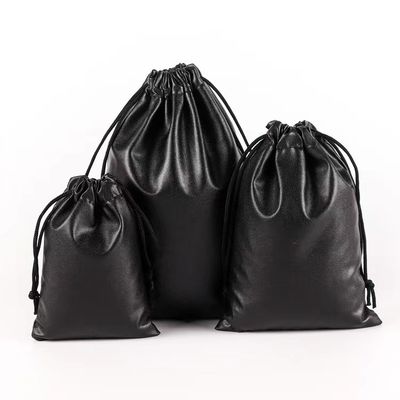 Bolsa de cuerda de tira impermeable de cuero PU para joyería y envases de regalos