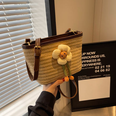 Promoción de vacaciones de verano Mujeres de moda Daisy Bucket Bolso de hombro con logotipo personalizado
