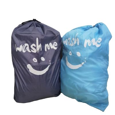 Bolsa de lavandería de nylon con cuerda de dibujo de color personalizada para lavado de trabajo pesado con estilo de moda