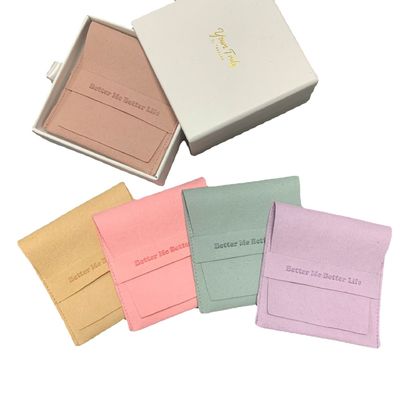Logotipo personalizado Bolsa de embalaje de joyas de microfibra blanda Opción de color y logotipo personalizado