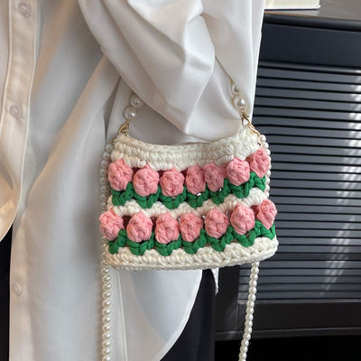 Bolsas de hombro y eslingas hechas a mano con tejido de gancho y punto para mujeres Logotipo personalizado aceptado