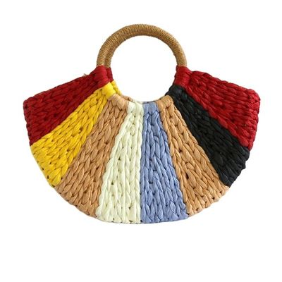 Bolsas de regalo de arco iris Colección de bolsas de regalo de rattan hechas a mano con cierre abierto