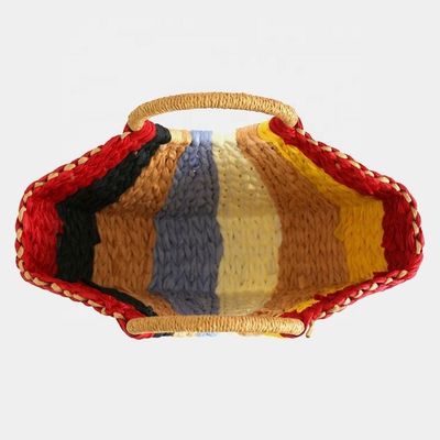 Bolsas de regalo de arco iris Colección de bolsas de regalo de rattan hechas a mano con cierre abierto
