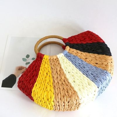 Bolsas de regalo de arco iris Colección de bolsas de regalo de rattan hechas a mano con cierre abierto