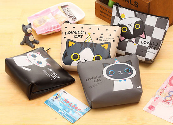 Color personalizado Aguas a prueba de auriculares Almacenamiento Bolso de monedas de plástico para llave de gato lindo