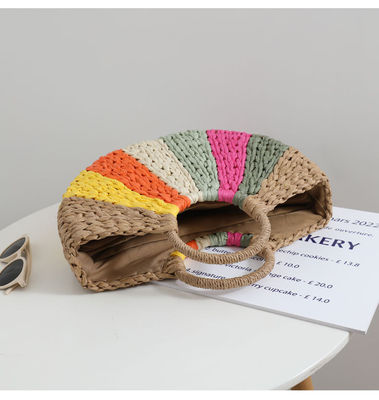 Bolsas de regalo de arco iris Colección de bolsas de regalo de rattan hechas a mano con cierre abierto