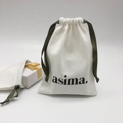 Bolso de cordón de algodón Twill ecológico para embalaje de regalo de joyas de color personalizado