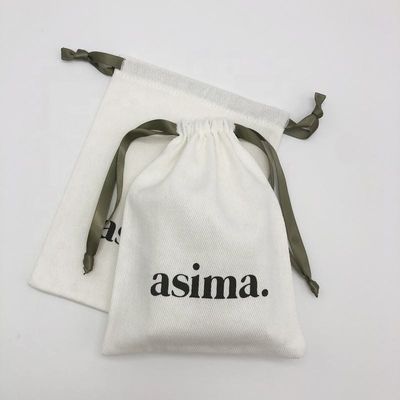 Bolso de cordón de algodón Twill ecológico para embalaje de regalo de joyas de color personalizado