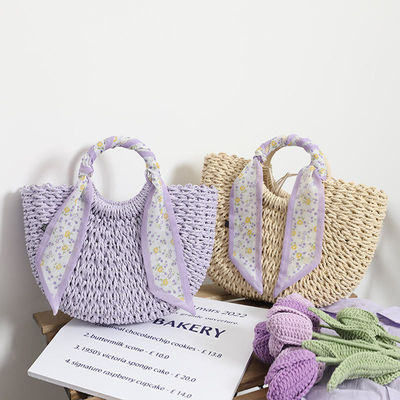 2024 Summer Travel Beach Bolso tejido con tipo de cierre abierto y bolso de paja mujer