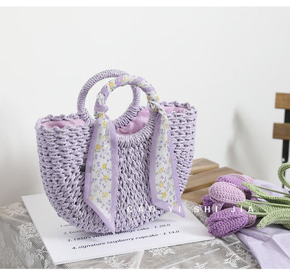 2024 Summer Travel Beach Bolso tejido con tipo de cierre abierto y bolso de paja mujer