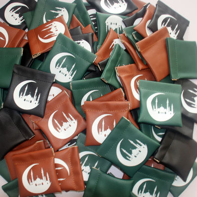 Bolso de moneda de cuero compacto para musulmanes de color personalizado de material de cuero genuino