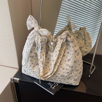 Bolso de hombro de paja y encaje de moda sencilla para damas Bolso de brazalete de gran capacidad