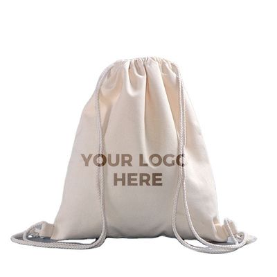 Bolsa escolar carruaje de algodón mochila de cuerda de tira con logotipo personalizado Impresión y marca