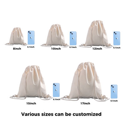 Bolsa escolar carruaje de algodón mochila de cuerda de tira con logotipo personalizado Impresión y marca