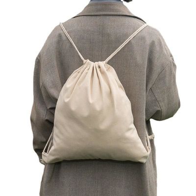 Bolsa escolar carruaje de algodón mochila de cuerda de tira con logotipo personalizado Impresión y marca