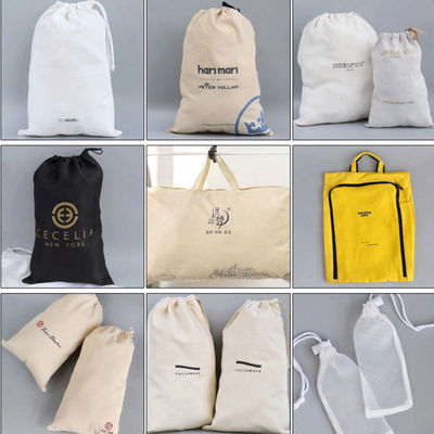 Bolsa escolar carruaje de algodón mochila de cuerda de tira con logotipo personalizado Impresión y marca