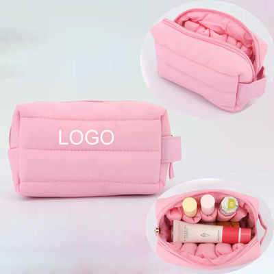 Bolsa de maquillaje de viaje de nylon impermeable con cierre de cremallera y diseño de logotipo