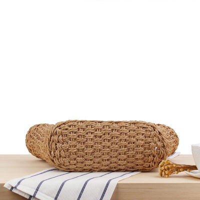 Bolsos de playa de verano de paja hecha a mano Bolso de toque de vaso de tela tejida de malla hueca cesta