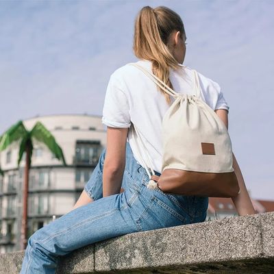 Bolso de cordón de tela de algodón de bucle blando para gimnasio y actividades al aire libre