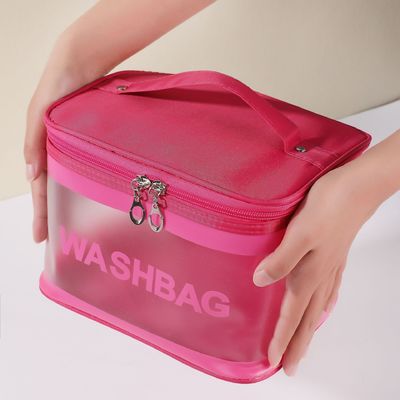 Bolsa de maquillaje de PVC transparente con logotipo personalizado para artículos de tocador de viaje y organización cosmética