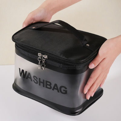 Bolsa de maquillaje de PVC transparente con logotipo personalizado para artículos de tocador de viaje y organización cosmética