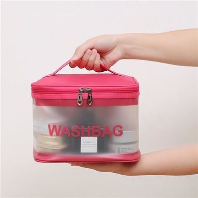 Bolsa de maquillaje de PVC transparente con logotipo personalizado para artículos de tocador de viaje y organización cosmética