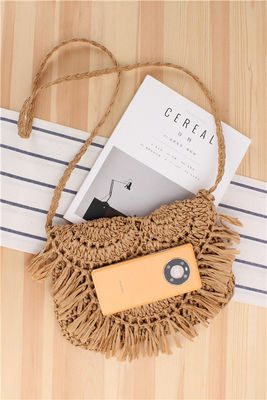 Bolso de playa Tassel hecho a mano Raffia Rattan Crossbody para vacaciones de viaje de verano de las mujeres