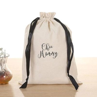 Bolso escolar reutilizable Carruaje Logotipo personalizado Impreso de lino de algodón de lienzo Bolso de cuerda