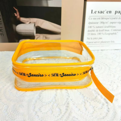 Promoción venta estilo de moda impermeable maquillaje transparente bolsa para su colección de cosméticos