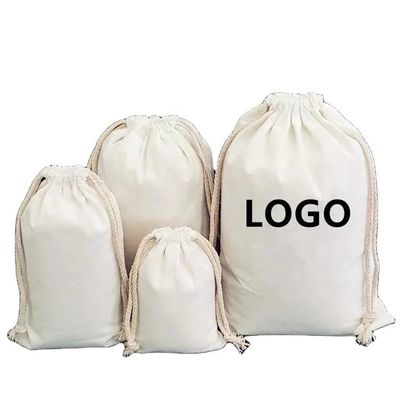 Logotipo personalizado aceptado Bolso de lona de algodón orgánico 100% para embalaje de regalo personalizado
