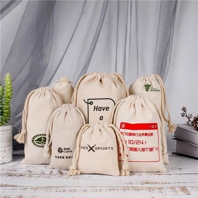Logotipo personalizado aceptado Bolso de lona de algodón orgánico 100% para embalaje de regalo personalizado