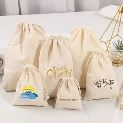Logotipo personalizado aceptado Bolso de lona de algodón orgánico 100% para embalaje de regalo personalizado