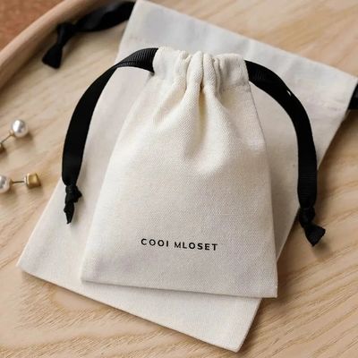 Logotipo personalizado aceptado Bolso de lona de algodón orgánico 100% para embalaje de regalo personalizado