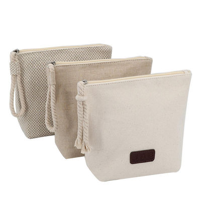 OEM/ODM Acceptable Bolsa de maquillaje de algodón Calico con cremallera para viajes naturales reciclados