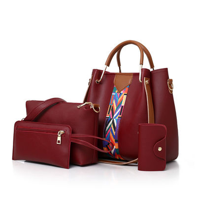 2022 Moderno 4 Pcs Conjunto de bolso de hombro de cuero de PU para la vida escolar diaria