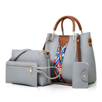2022 Moderno 4 Pcs Conjunto de bolso de hombro de cuero de PU para la vida escolar diaria