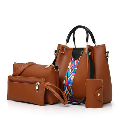 2022 Moderno 4 Pcs Conjunto de bolso de hombro de cuero de PU para la vida escolar diaria