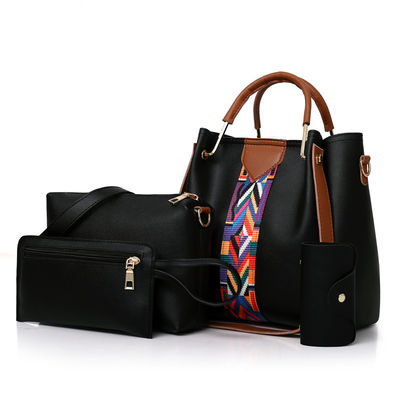2022 Moderno 4 Pcs Conjunto de bolso de hombro de cuero de PU para la vida escolar diaria