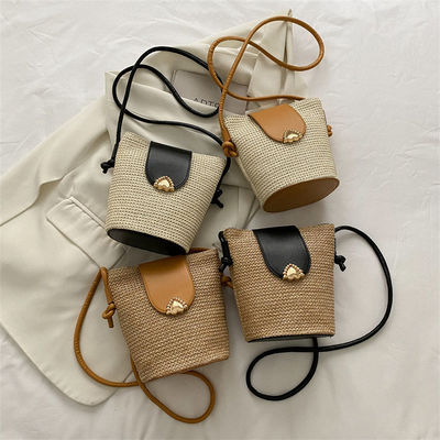 Diseñador de estilo de verano bolso de arena redonda hecha a mano bolso de playa tejido para bolso de mano para mujeres