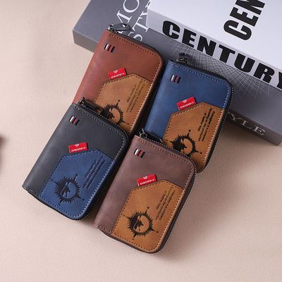 Cartera de cuero para hombres con monedas carteras de dinero titulares de tarjetas de crédito y llaveros diseñador