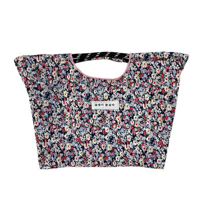Revestimiento de poliéster en bolsa de lienzo de playa floral de gran capacidad para compras ecológicas