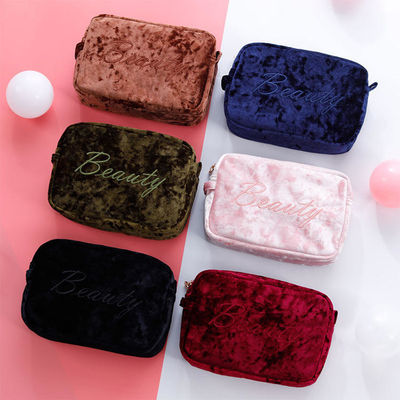 Bolsa portátil de maquillaje impermeable de terciopelo para viajes Bolsa de almacenamiento