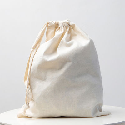 Impresión de logotipo personalizado de lienzo de algodón de cordón de tira Bolsa de zapatos para almacenamiento de regalos Tamaño medio 30-50cm