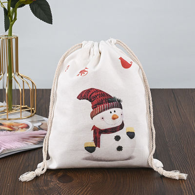 Logotipo personalizado de Navidad 2022 Bolsas de cordón 100% de algodón Medias de Santa Claus Caramelos Nueces Bolso de regalo