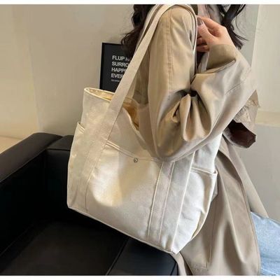 Colores sencillos reutilizables bolso de algodón de lona grande con cremallera para viajar y salir