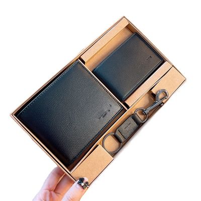 Cartera de hombre de diseño casual hecha de cuero genuino con porta tarjetas estándar