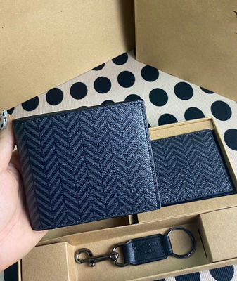 Cartera de hombre de diseño casual hecha de cuero genuino con porta tarjetas estándar