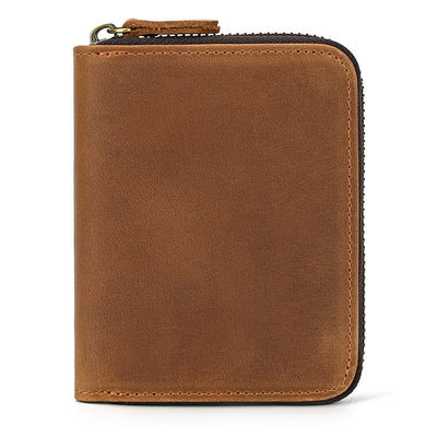 Cartera de cuero genuino para hombres con porta tarjeta bolso corto cartera de cremallera carteras para estándar