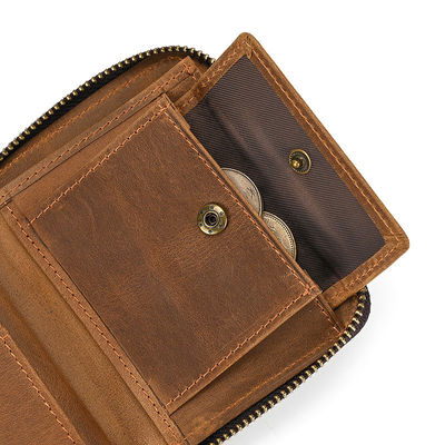 Cartera de cuero genuino para hombres con porta tarjeta bolso corto cartera de cremallera carteras para estándar